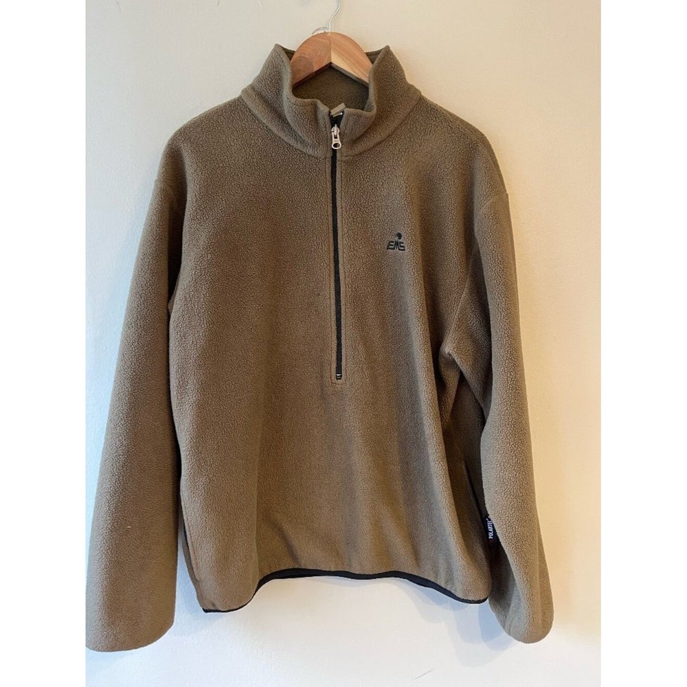 EMS Sz M Teddy Mens Half Zip Fleece Pullover Pockets Layer Sweater